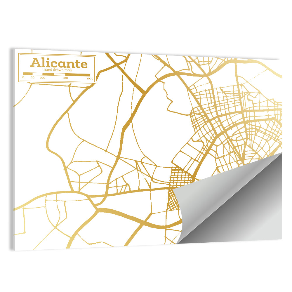 Alicante City Map Spain Wall Art