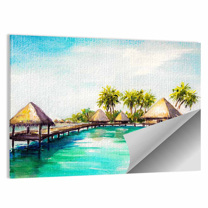 Overwater Bungalows Wall Art as a poster print