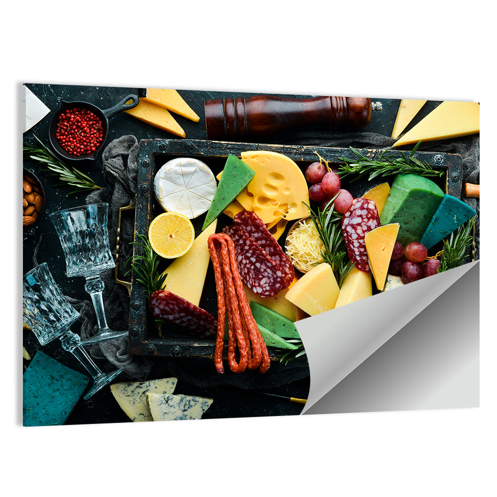 Charcuterie Tray with Wine Glasses Wall Art