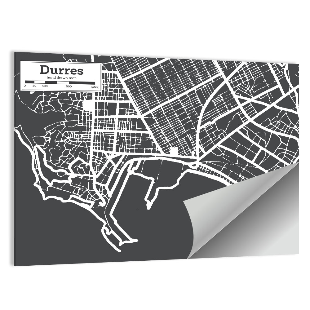 Durres City Map Albania Wall Art