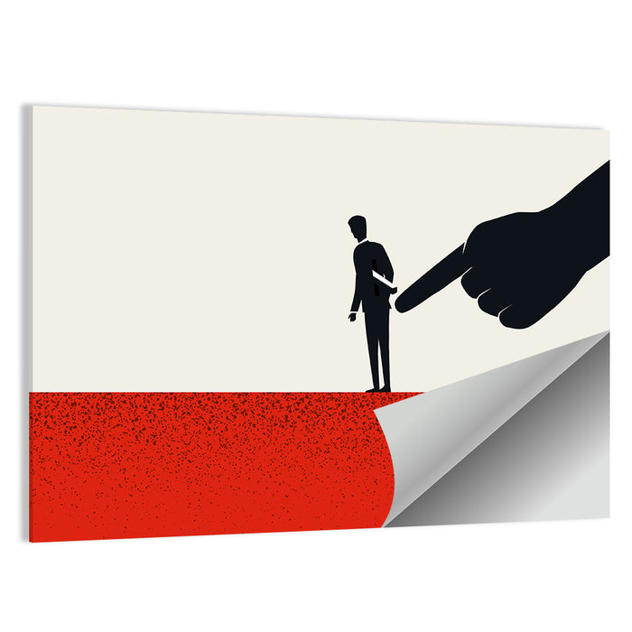 Giant Hand Pointing at Man Wall Art as a poster print