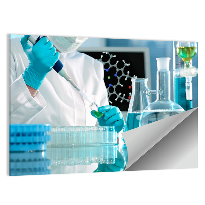 Scientist Using a Pipette Wall Art as a poster print
