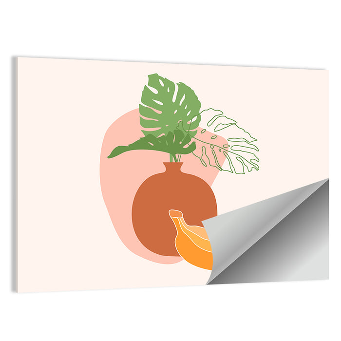 Monstera and Bananas Still Life Wall Art as a poster print