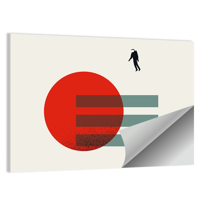 Minimalist Astronaut and Red Planet Wall Art as a poster print