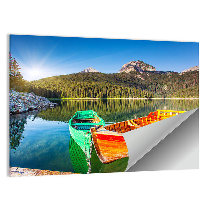 Boats at Black Lake Montenegro Wall Art as a poster print