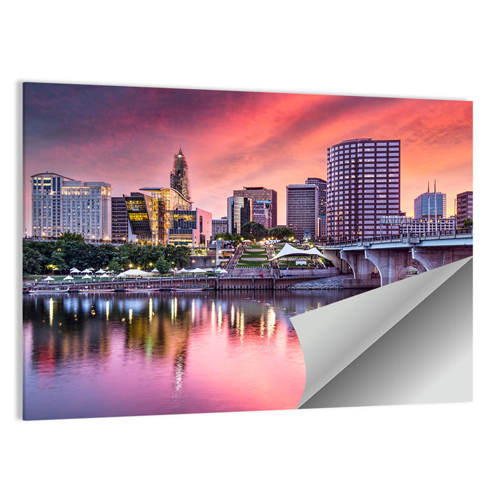 Hartford Skyline at Sunset Wall Art as a poster print