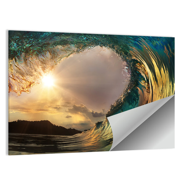 Surfing Barrel at Sunset Wall Art as a poster print