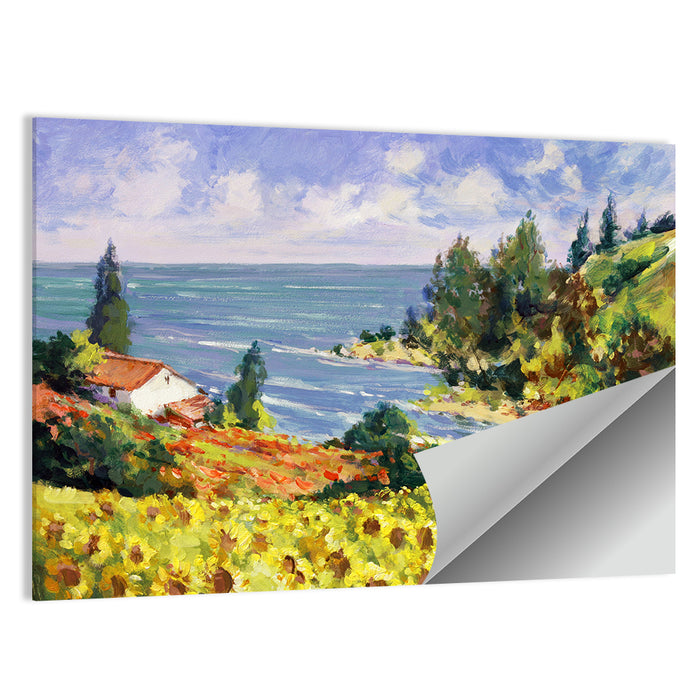 Sunflower Coastal Landscape Wall Art as a poster print