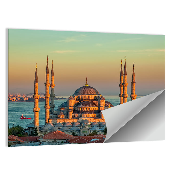 Sultan Ahmed Mosque at Sunset Wall Art as a poster print