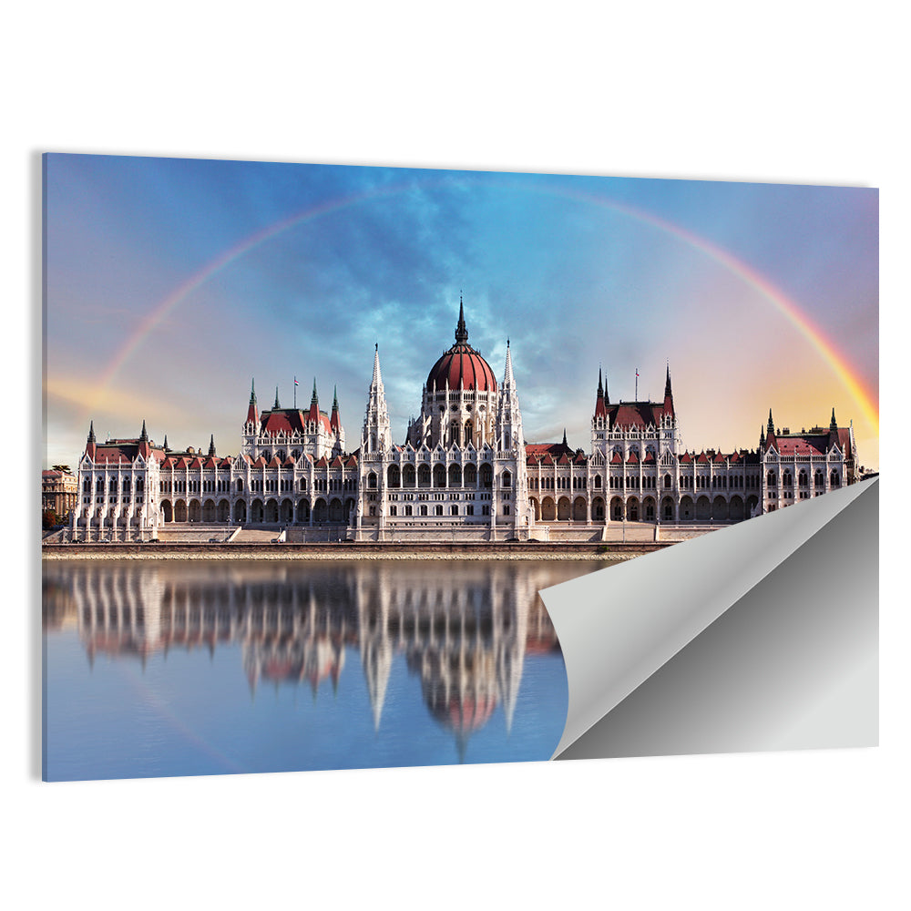 Budapest Parliament With Reflection In Danube Wall Art