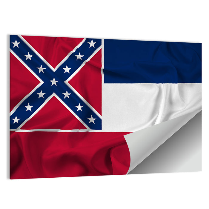 Mississippi State Flag Waving Wall Art as a poster print