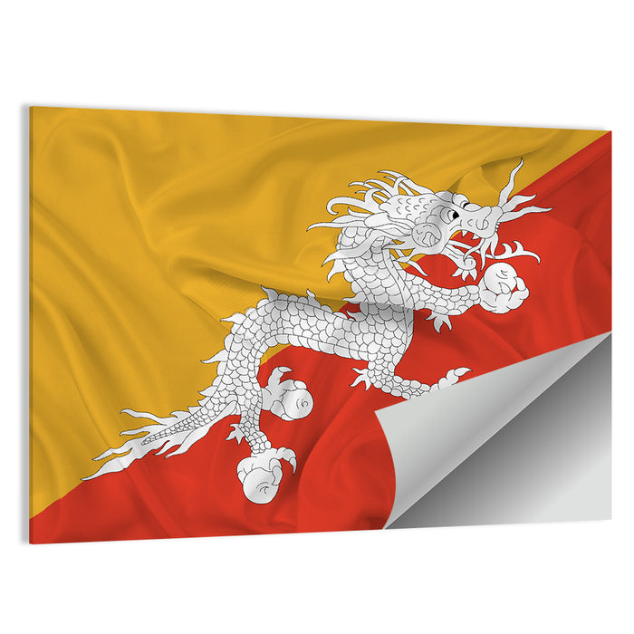 Waving Bhutan Flag Wall Art as a poster print