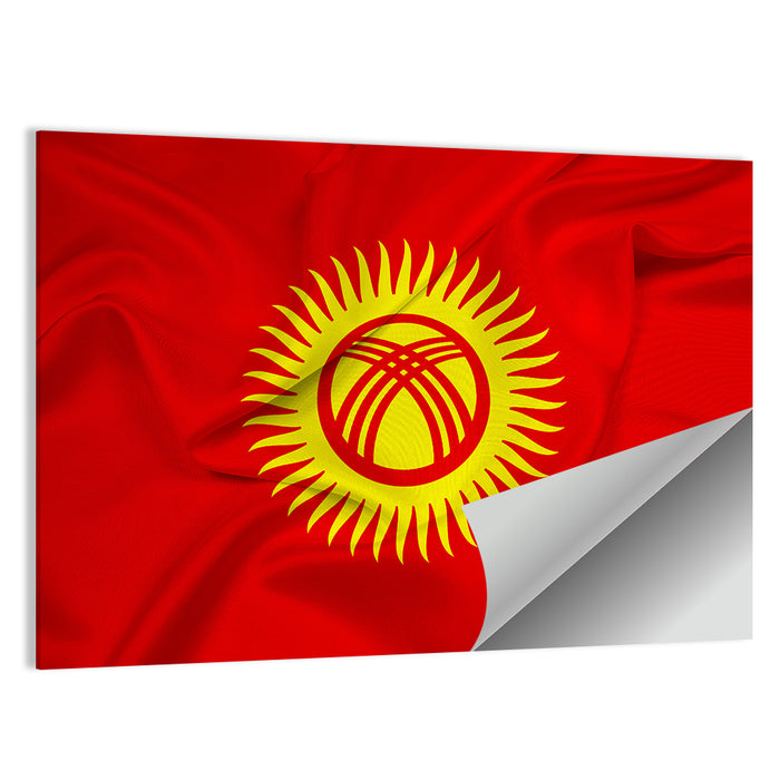 Kyrgyzstan Flag with Tunduk Emblem Canvas Wall Art as a poster print
