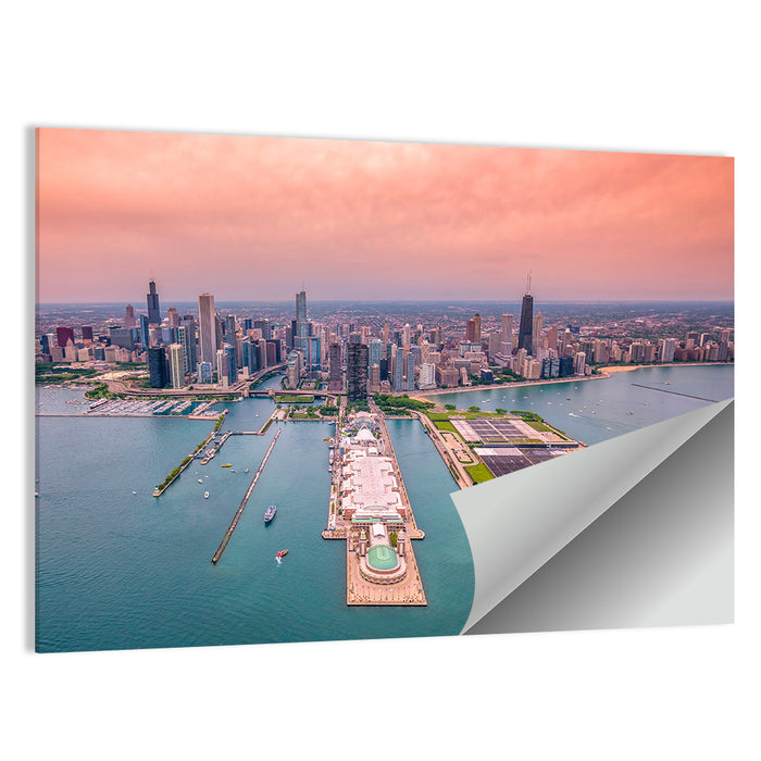 Chicago Navy Pier Skyline Wall Art as a poster print
