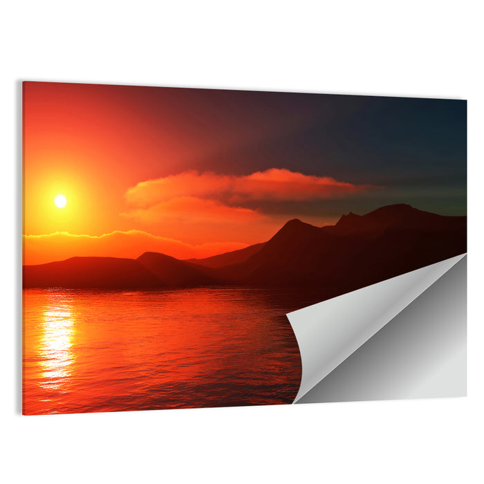 Sunset Reflection Over Mountain Lake Wall Art as a poster print