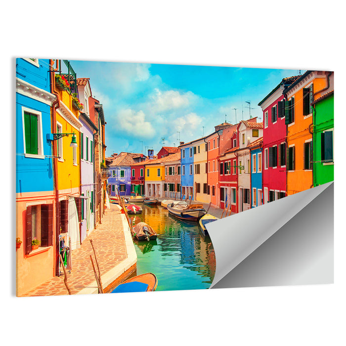 Burano Canal with Colorful Houses Wall Art as a poster print