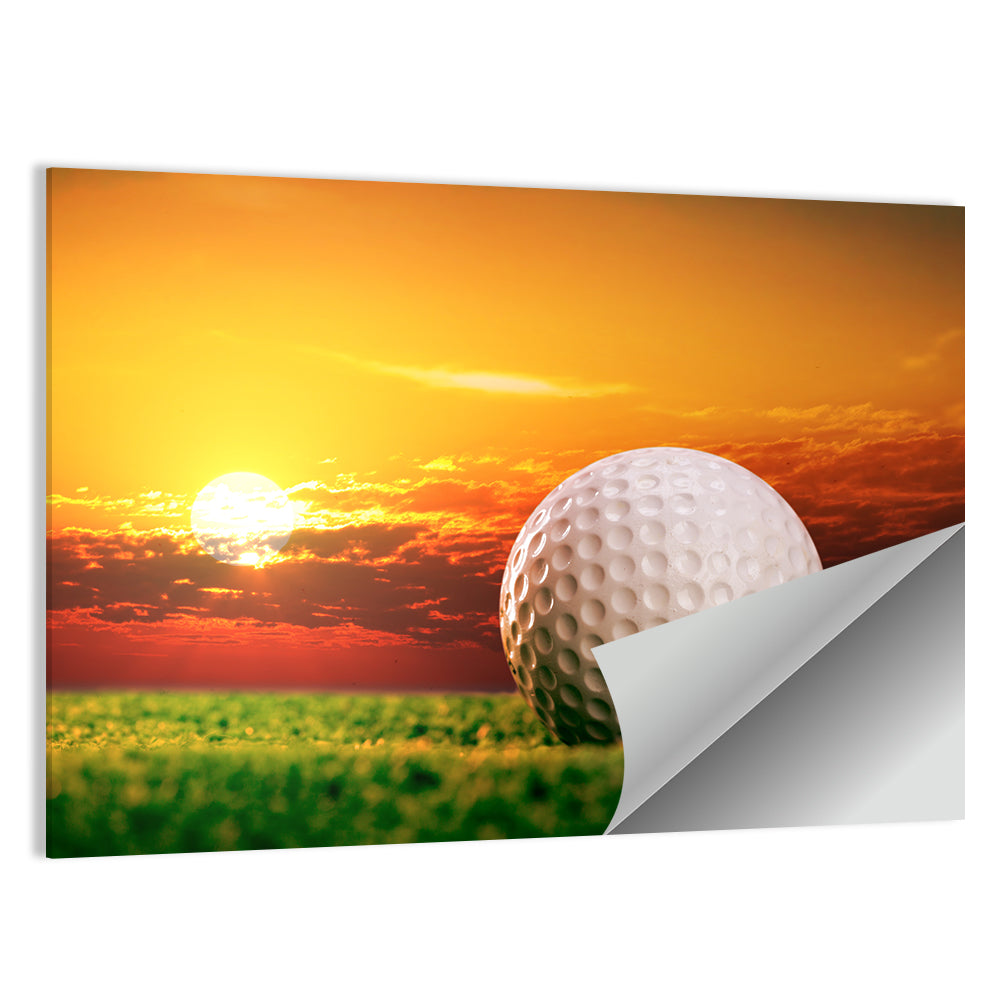 Golf Ball In Sunset Wall Art
