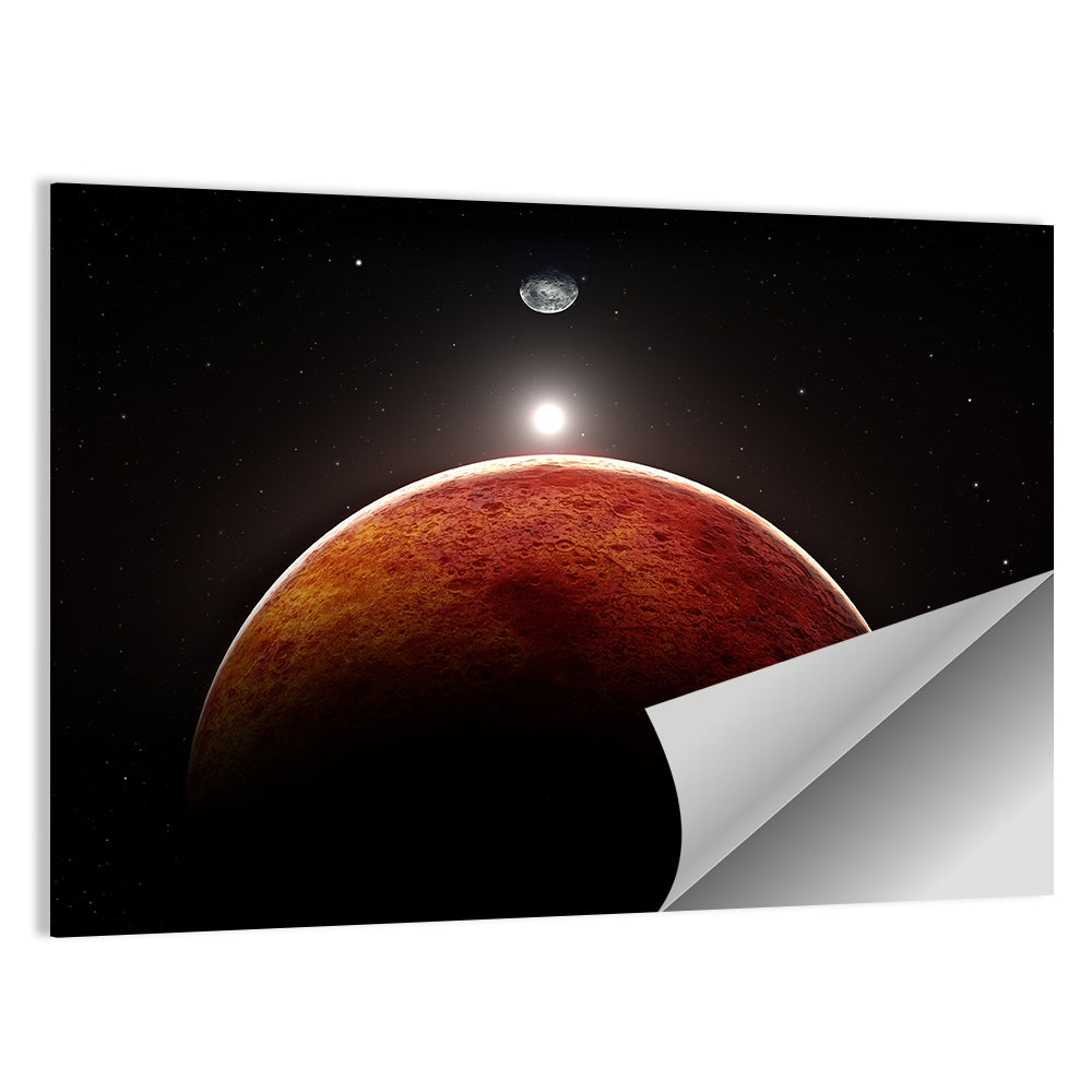 Planet Mars With Moon Wall Art