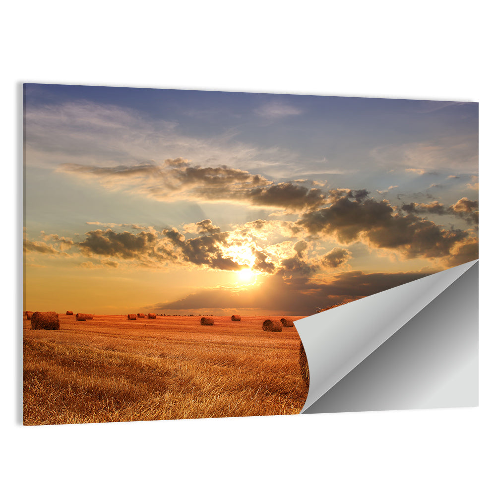 Stubble Field & Hay Bales Wall Art