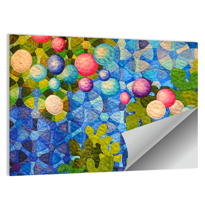 Colorful Quilted Circle Pattern Wall Art as a poster print