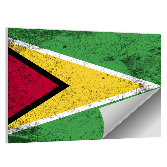 Guyana Flag Distressed Design Wall Art as a poster print
