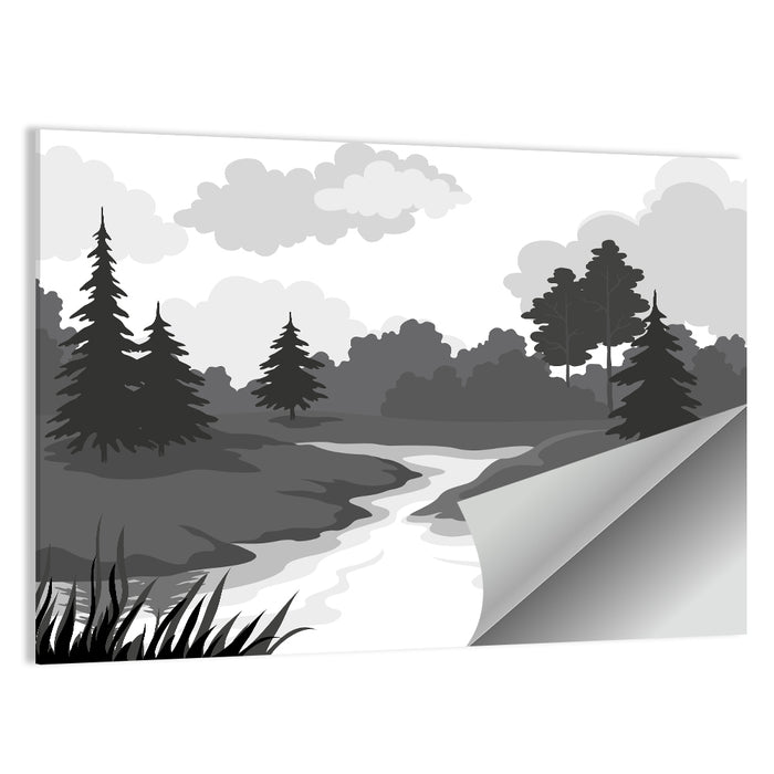 Winding River Silhouette Wall Art as a poster print