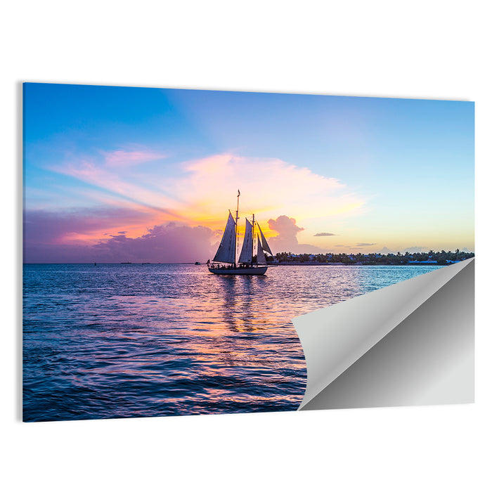 Key West Sailboat at Sunset Wall Art as a poster print