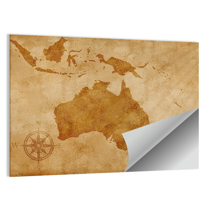 Vintage Grunge Map of Australia Wall Art as a poster print