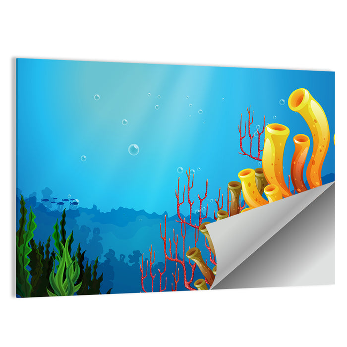 Undersea Coral Reef Illustration Wall Art as a poster print
