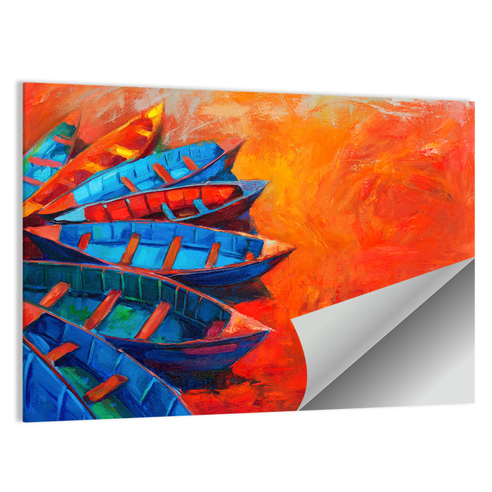 Harbor Boats at Sunset Wall Art as a poster print