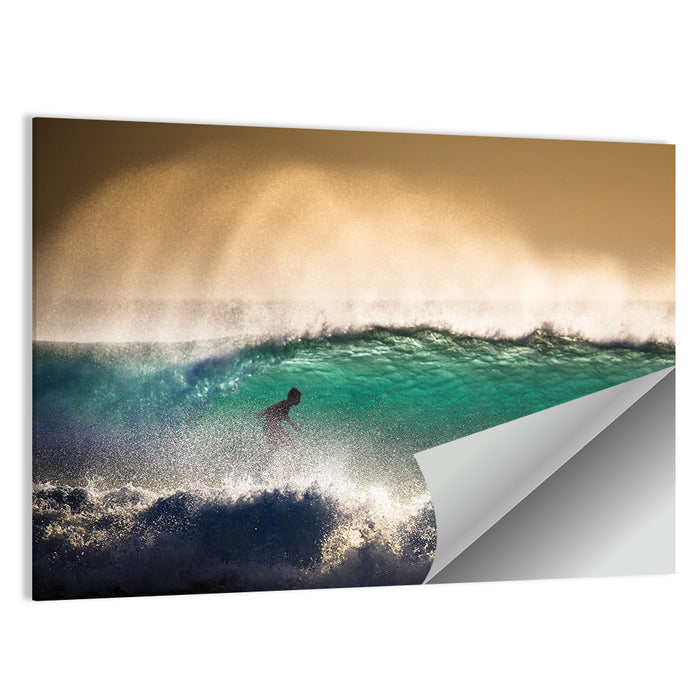 Bali Surfer in Barrel Wave Wall Art as a poster print