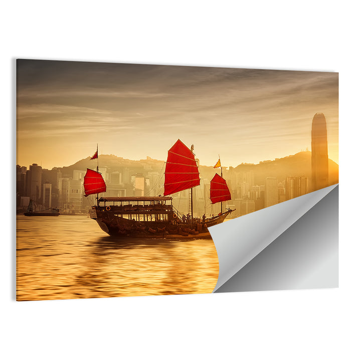 Victoria Harbour Sunset Skyline Wall Art as a poster print