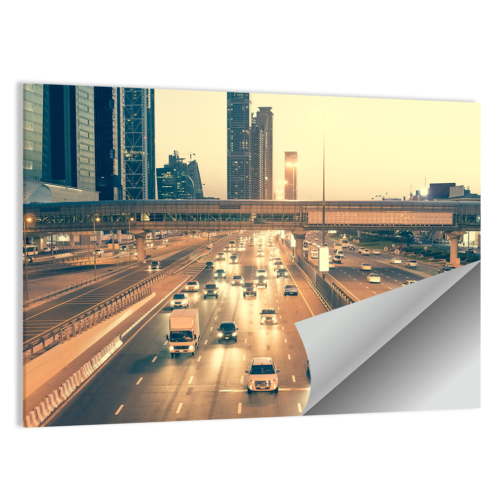 Sheikh Zayed Road In Dubai Wall Art