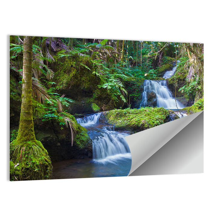 Hawaiian Rainforest Waterfalls Wall Art as a poster print