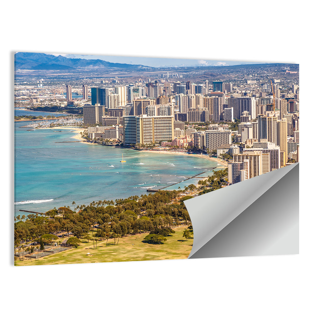 Waikiki Beach & Honolulu Skyline Wall Art