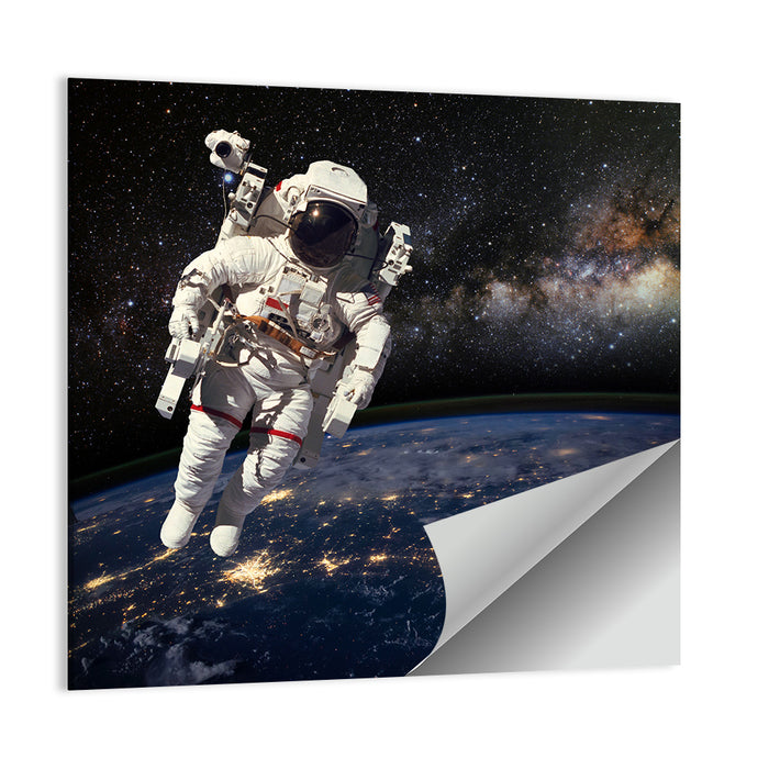 Astronaut Above Earth Horizon Wall Art as a poster print