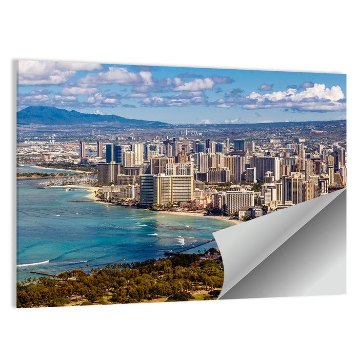 Honolulu Skyline Over Waikiki Beach Wall Art as a poster print