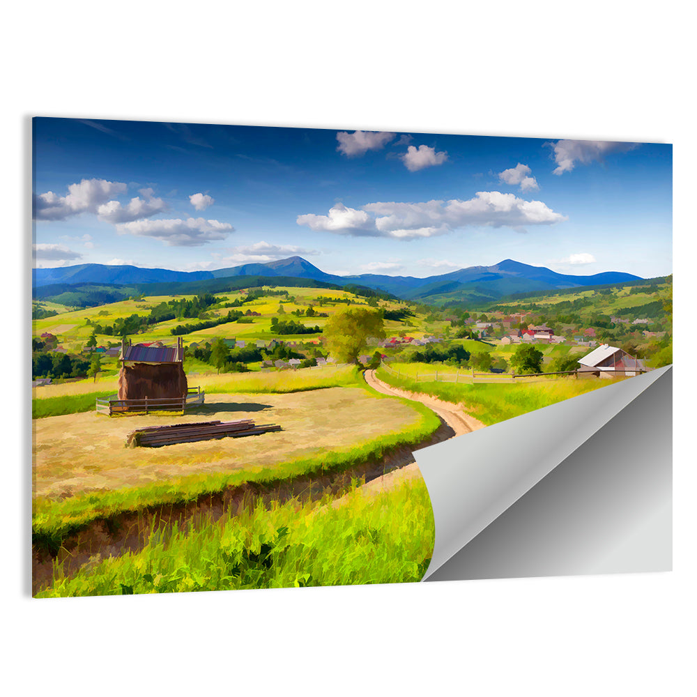 Summer Mountains Village Wall Art