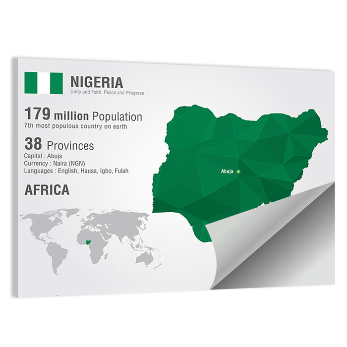 Geometric Map of Nigeria Wall Art as a poster print