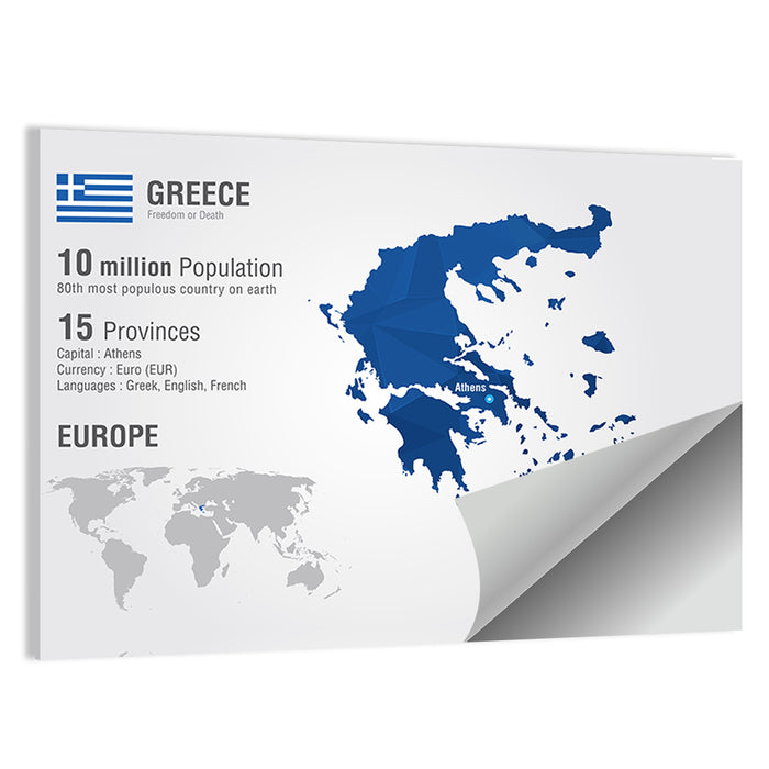 Low-poly Map of Greece Wall Art as a poster print