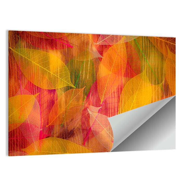 Translucent Autumn Leaf Veins Wall Art as a poster print