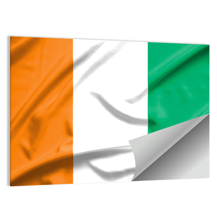 Ivory Coast Flag Rippled Tricolor Wall Art as a poster print