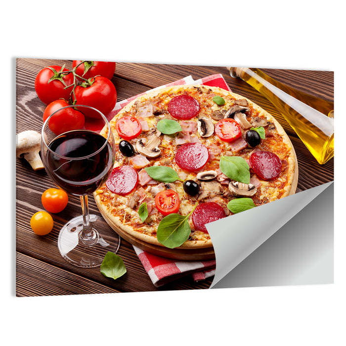 Rustic Italian Pizza Still Life Wall Art as a poster print
