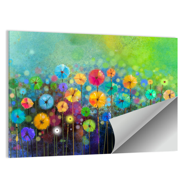 Stylized Flower Meadow Watercolor Wall Art as a poster print
