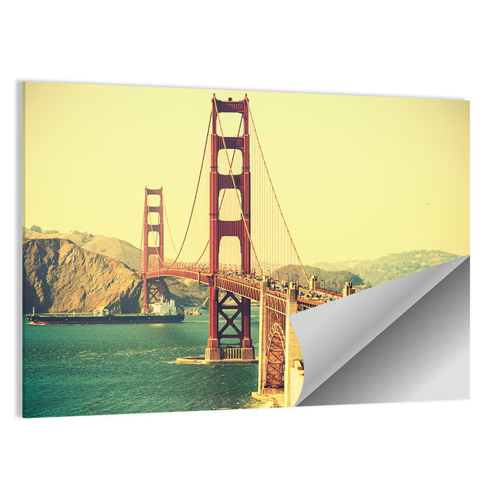 Golden Gate Bridge with Cargo Ship Wall Art as a poster print