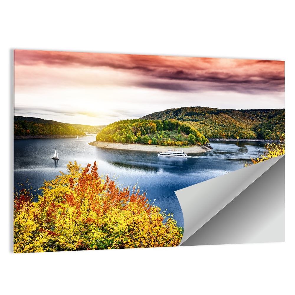 Spectacular Sunset Over River Wall Art