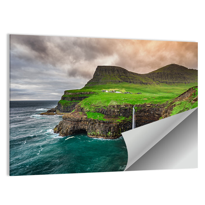 Gásadalur Múlafossur Waterfall Wall Art as a poster print