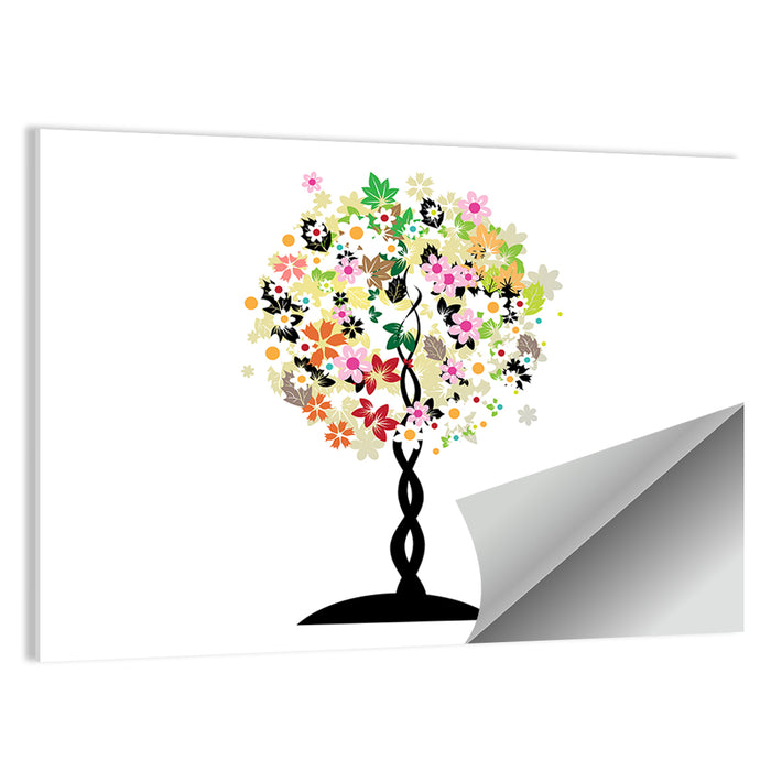 Braided Trunk Floral Tree Illustration Wall Art as a poster print