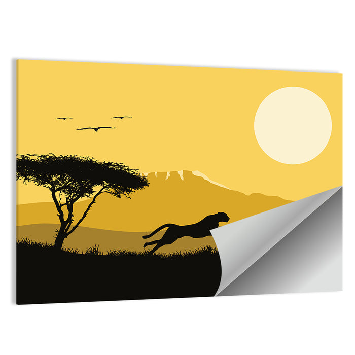 Savannah Sunset Silhouette Wall Art as a poster print