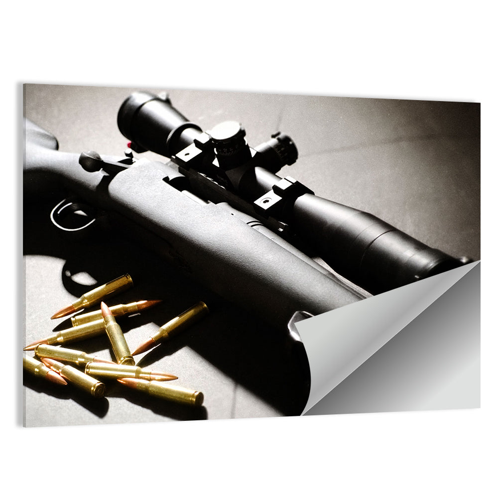 Sniper Rifle With Bullets Wall Art